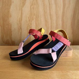 Time and True Colorful Bright Platform Sandals Size 8